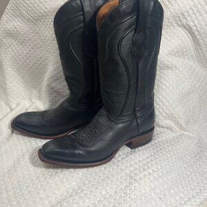 Men's Black Soto Western Leather Boots Sz 10